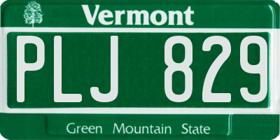 VT license plate PLJ829