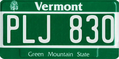 VT license plate PLJ830