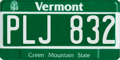VT license plate PLJ832