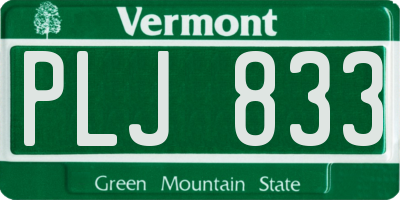 VT license plate PLJ833