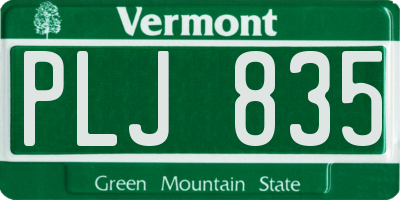 VT license plate PLJ835
