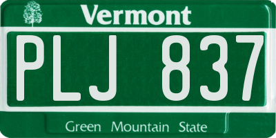 VT license plate PLJ837