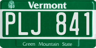 VT license plate PLJ841