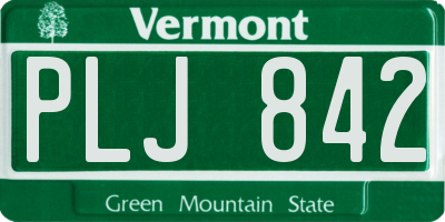 VT license plate PLJ842