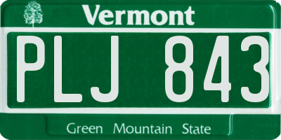 VT license plate PLJ843