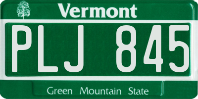VT license plate PLJ845
