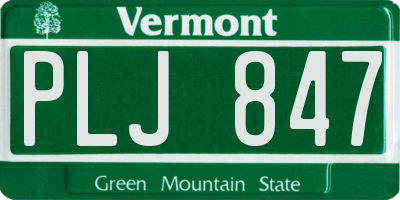 VT license plate PLJ847