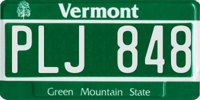 VT license plate PLJ848
