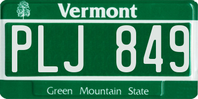 VT license plate PLJ849