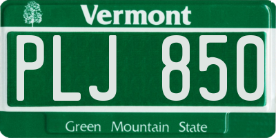 VT license plate PLJ850