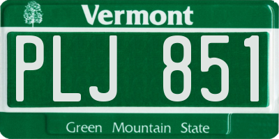 VT license plate PLJ851
