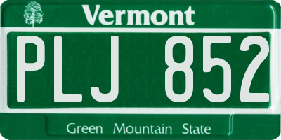 VT license plate PLJ852