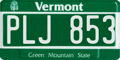 VT license plate PLJ853