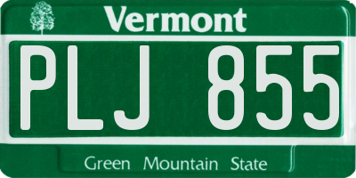 VT license plate PLJ855