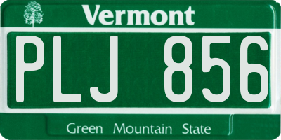 VT license plate PLJ856
