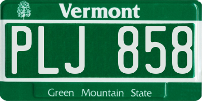 VT license plate PLJ858