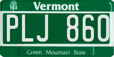VT license plate PLJ860