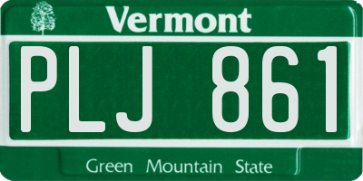 VT license plate PLJ861