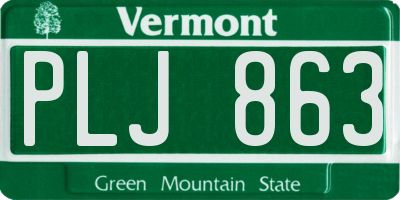 VT license plate PLJ863