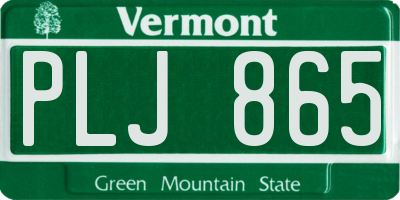 VT license plate PLJ865