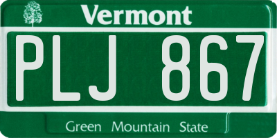VT license plate PLJ867