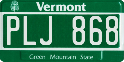 VT license plate PLJ868