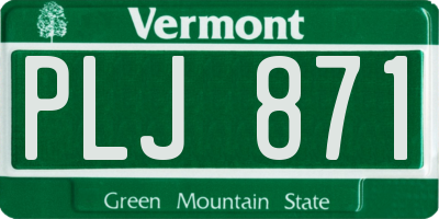 VT license plate PLJ871