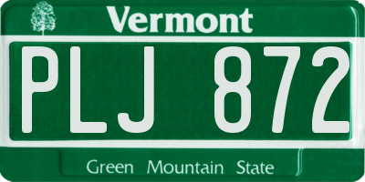 VT license plate PLJ872