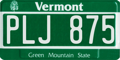 VT license plate PLJ875