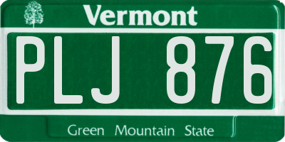 VT license plate PLJ876