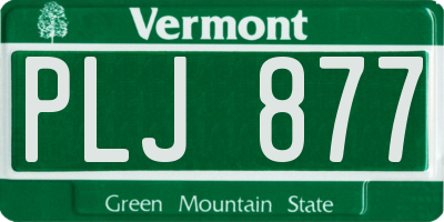 VT license plate PLJ877
