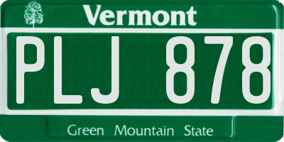 VT license plate PLJ878