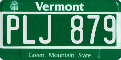 VT license plate PLJ879