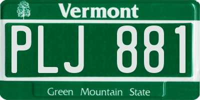 VT license plate PLJ881