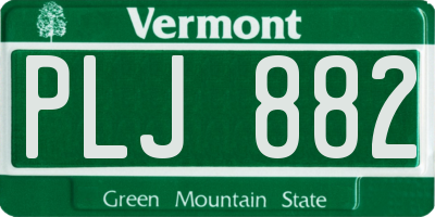 VT license plate PLJ882