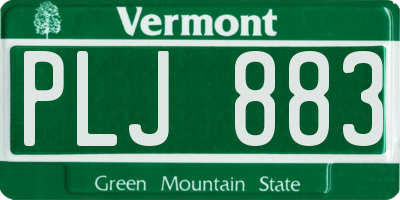 VT license plate PLJ883