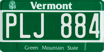 VT license plate PLJ884