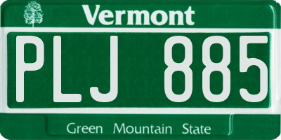 VT license plate PLJ885