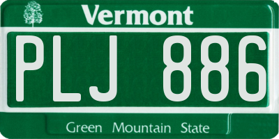 VT license plate PLJ886