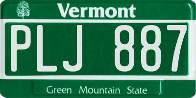 VT license plate PLJ887
