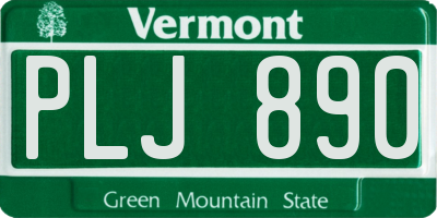 VT license plate PLJ890