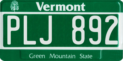 VT license plate PLJ892