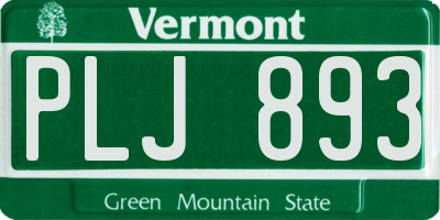 VT license plate PLJ893
