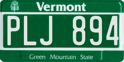 VT license plate PLJ894