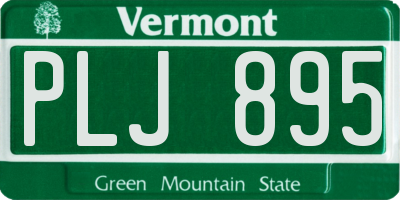 VT license plate PLJ895