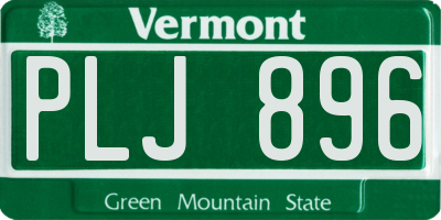 VT license plate PLJ896