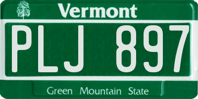 VT license plate PLJ897