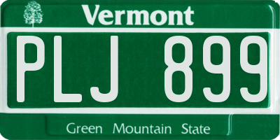 VT license plate PLJ899