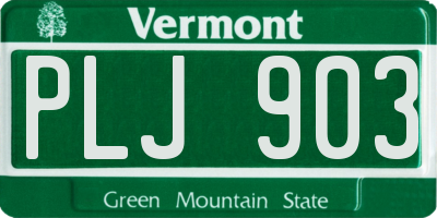 VT license plate PLJ903