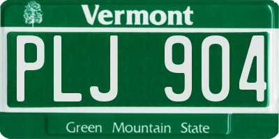 VT license plate PLJ904